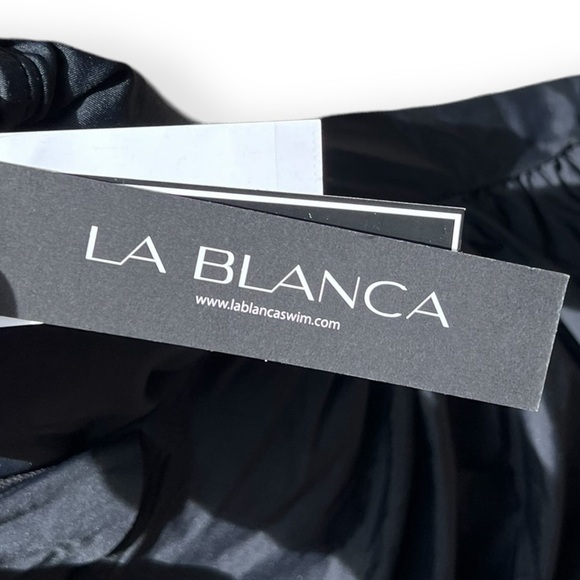 🌻NEW w/tag La Blanca Black Island Goddess Ruffle 1-Piece Swimsuit Size 8 - Picture 10 of 12